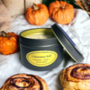 Cinnamon Roll Soy Wax Candle in a Black metal tin