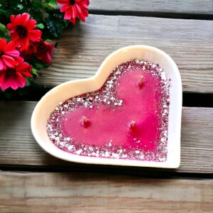 Heart Shaped Candle with fragrance notes of Raspberry - Champagne - Coconut Sugar