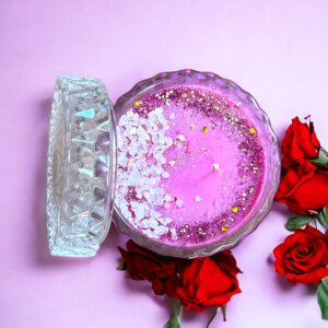 Soy Candle in a Diamond Jar with Crystals