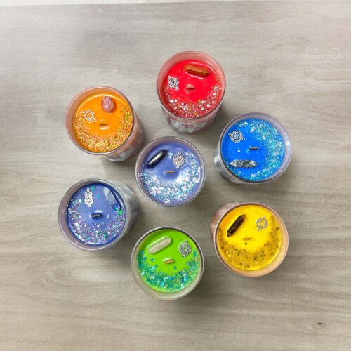 The seven chakra candles