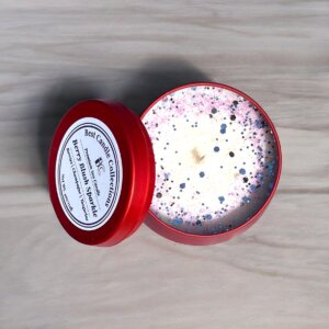 Berry Blush Sparkle Soy Candle in a 4oz Black Candle Tin
