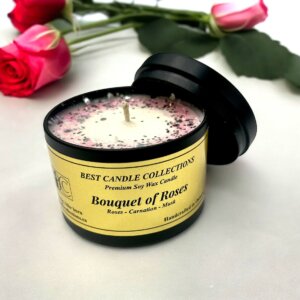 Bouquet of Roses Soy Candle in a 4oz Black Candle Tin