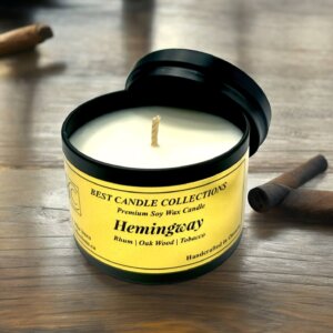 Hemingway Soy Candle in a 4oz Black Candle Tin