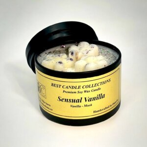 Sensual Vanilla Soy Candle in a 4oz Black Candle Tin